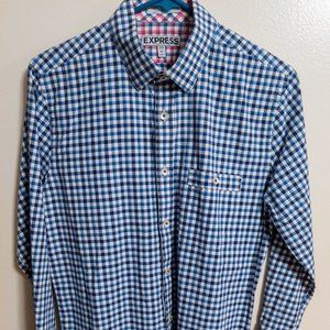 Blue/White Checked Express 1MX Fitted Shirt -S